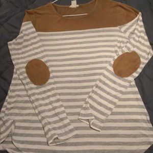 Super Soft Grey Striped Long Sleeve Tee (Large)